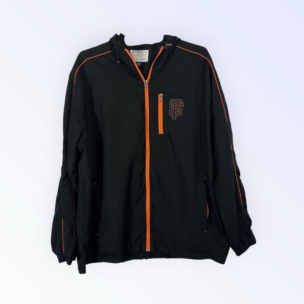 Sanfransico Giant MLB Black Football Full Zip Windbreaker Jacket Men's Size XL